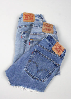 Low-Rise Upcycled Levi's Denim Shorts - Original