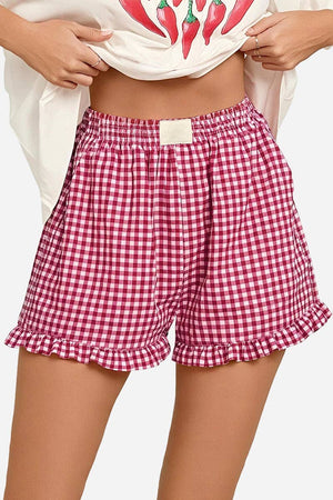 Ruffled Gingham Casual Shorts