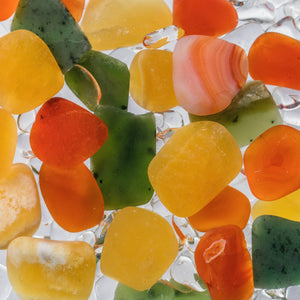 Gemstone Vial Happiness – Jade, Orange Calcite & Carnelian