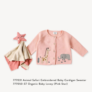 Animal Safari Embroidered Organic Baby Cardigan