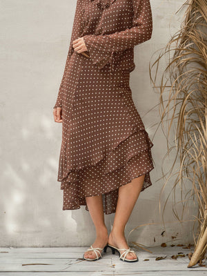 POLKA DOT TIERD UNBALANCE HEM SKIRT