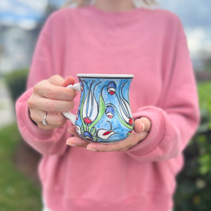 Hand Painted Floral Ceramic Mug - 8oz