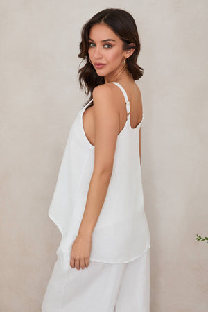 Adjustable Strap Linen Tank Top