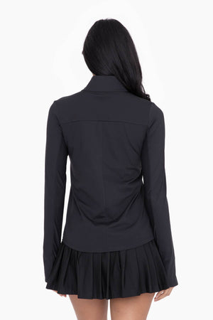 GREEN - Mock Neck Half Zip Long Sleeve Active Top