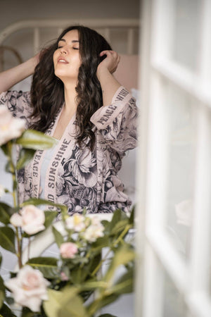 Peace Wine and Sunshine Cropped Bamboo Kimono