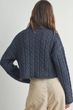 Thick Braid With Turtle Neck Long-Sleeve Sweater