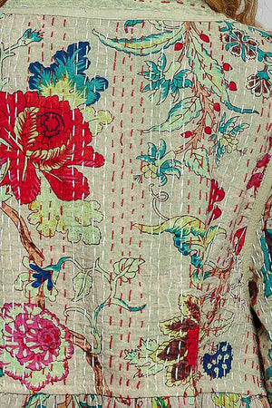 Quilted Floral Kimono-Style Top