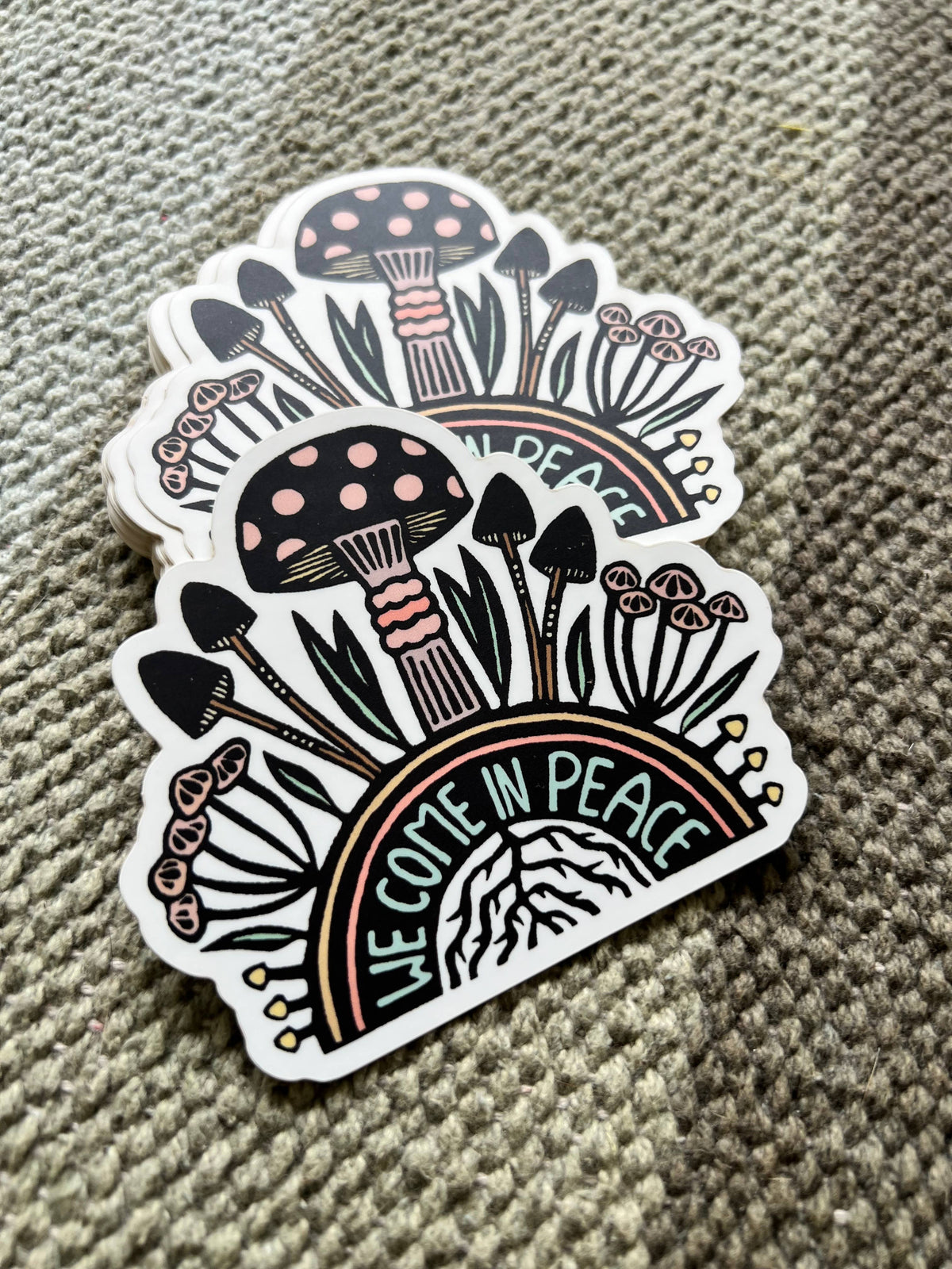 Peace Mushrooms Decorative Stickers, Hippie Sticker
