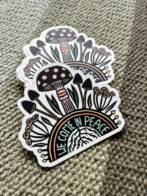 Peace Mushrooms Decorative Stickers, Hippie Sticker