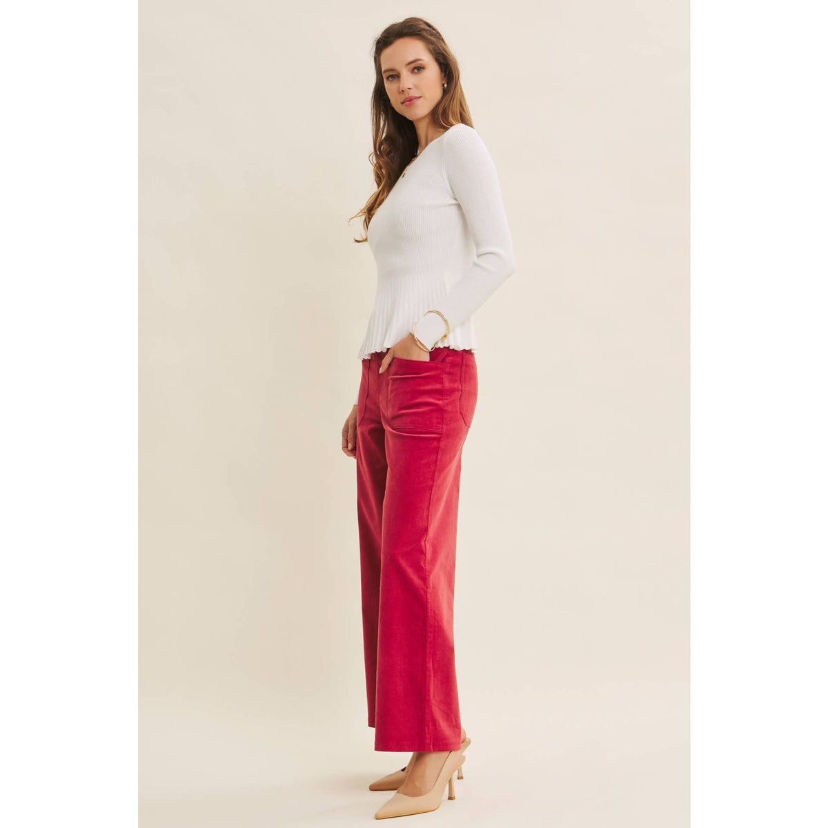 Ribbed Peplum Sweater Top