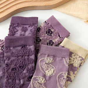 Bohemian Embossed Socks - Purple