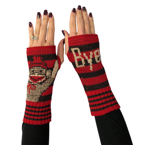 Cotton Handwarmer Fingerless Gloves - Bye Bye Sock Monkey