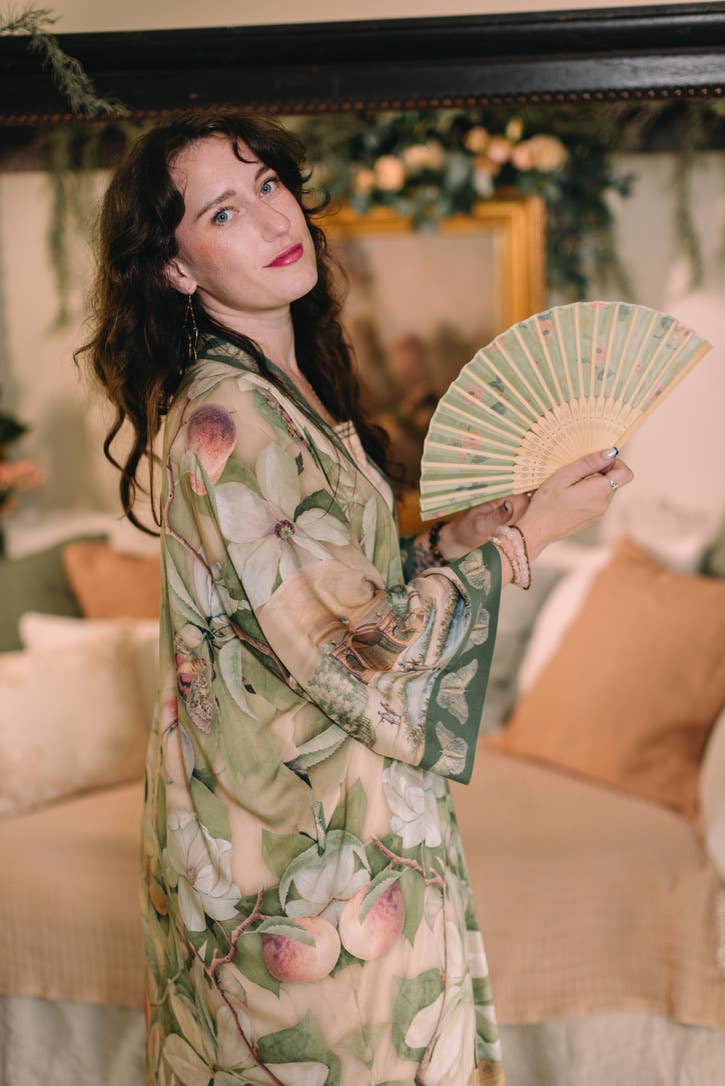 Fleur De Soleil Opera Duster Kimono Robe w/ Florals