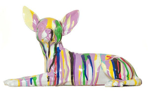 Graffiti Chihuahua Laying Sculpture - 11" Hand Painted