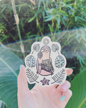 Free Spirit Sloth Decorative Stickers, Peace and Plants