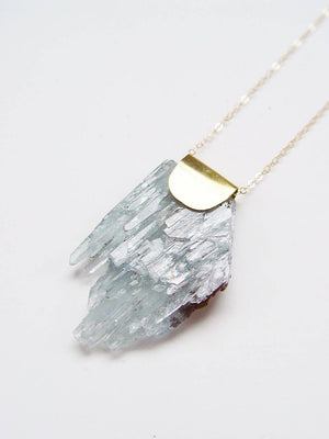 Blue Barite Crystal Gold Necklace
