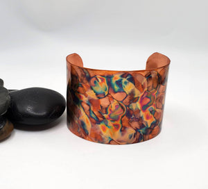 Large Flame Painted Copper Cuff