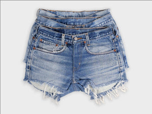 Low-Rise Upcycled Levi's Denim Shorts - Original