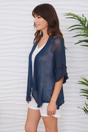 Fishnet Cropped Cardigan