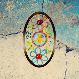 Peace Sign Wall Sign Flower garden hippie gifts unique eco