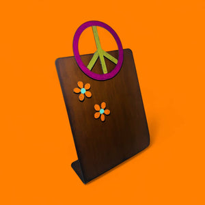 Peace sign picture frame metal colorful unique Hippie USA 