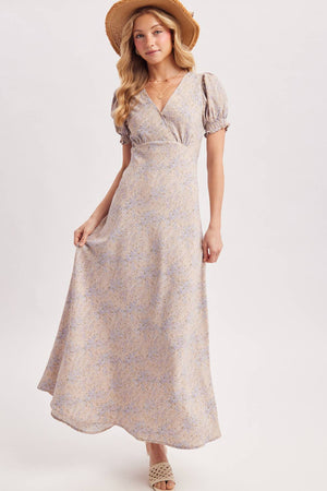 Floral Print Surplice Maxi Dress