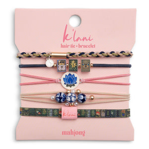 Mahjong Hair Tie Bracelet Set – Pink, Green & Blue