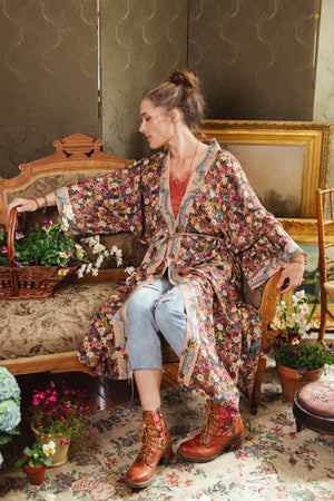 Art of Life Opera Duster Kimono Robe - Flower Palette Print