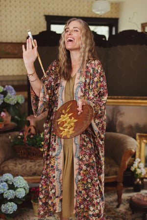 Art of Life Opera Duster Kimono Robe - Flower Palette Print
