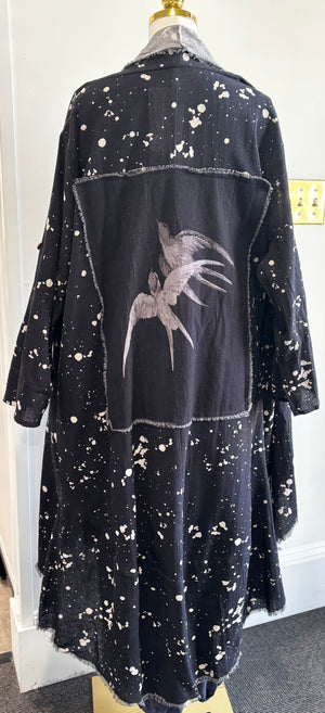 Duster with Swallow Patch in Black