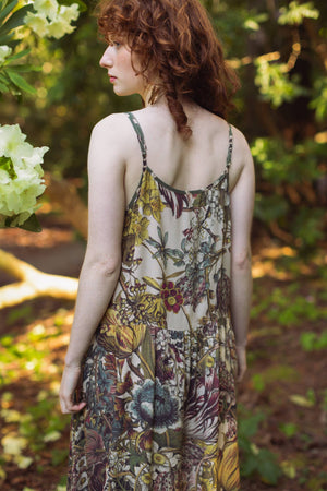 Love Grows Wild Bohéme Long Maxi Slip Dress w/ Bees Floral
