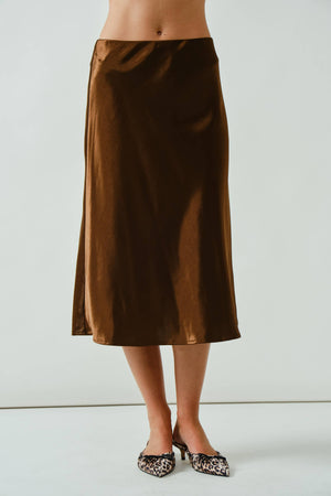 A-Line Satin Midi Skirt