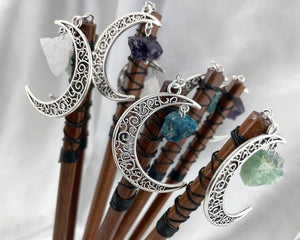 Gemstone Moon Hair Sticks - Moon / Wisdom