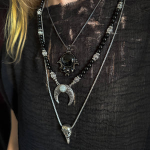 The Priestess Necklace - Obsidian /Hematite