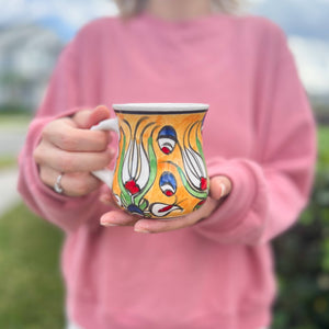 Hand Painted Floral Ceramic Mug - 8oz