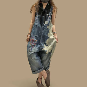 Hand Painted Bleached Denim Overalls