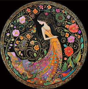 Spring Magic Garden Goddess Tambourine Wall Accent