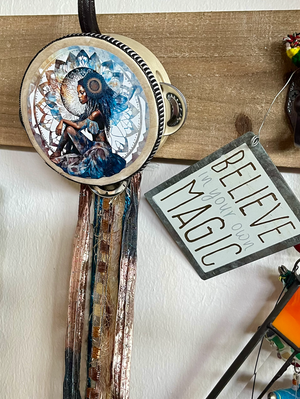 Goddess Tambourine and Ribbon Wall Accent