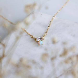 Mini CZ Opal Necklace - Gold Filled