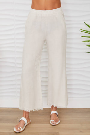 Italian Linen Pants with Raw Hem and Pockets