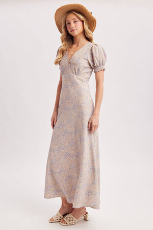 Floral Print Surplice Maxi Dress