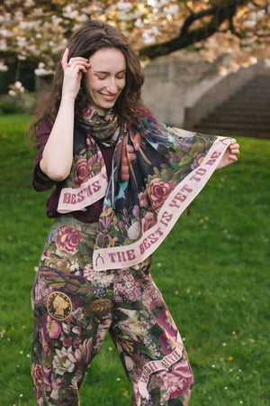 Make A Wish Floral Scarf with Wishbone and Dandelion
