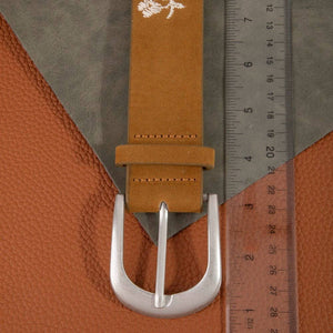 Embroidered Flower Vine Print Vegan Leather Belt