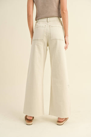 STRAIGHT WIDE LEG PANTS WITH FRONT POCKET