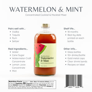 Watermelon & Mint Cocktail Mixer and Mocktail Mixer, 16 fl o