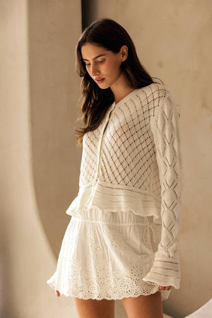 POINTELLE KNIT CARDIGAN