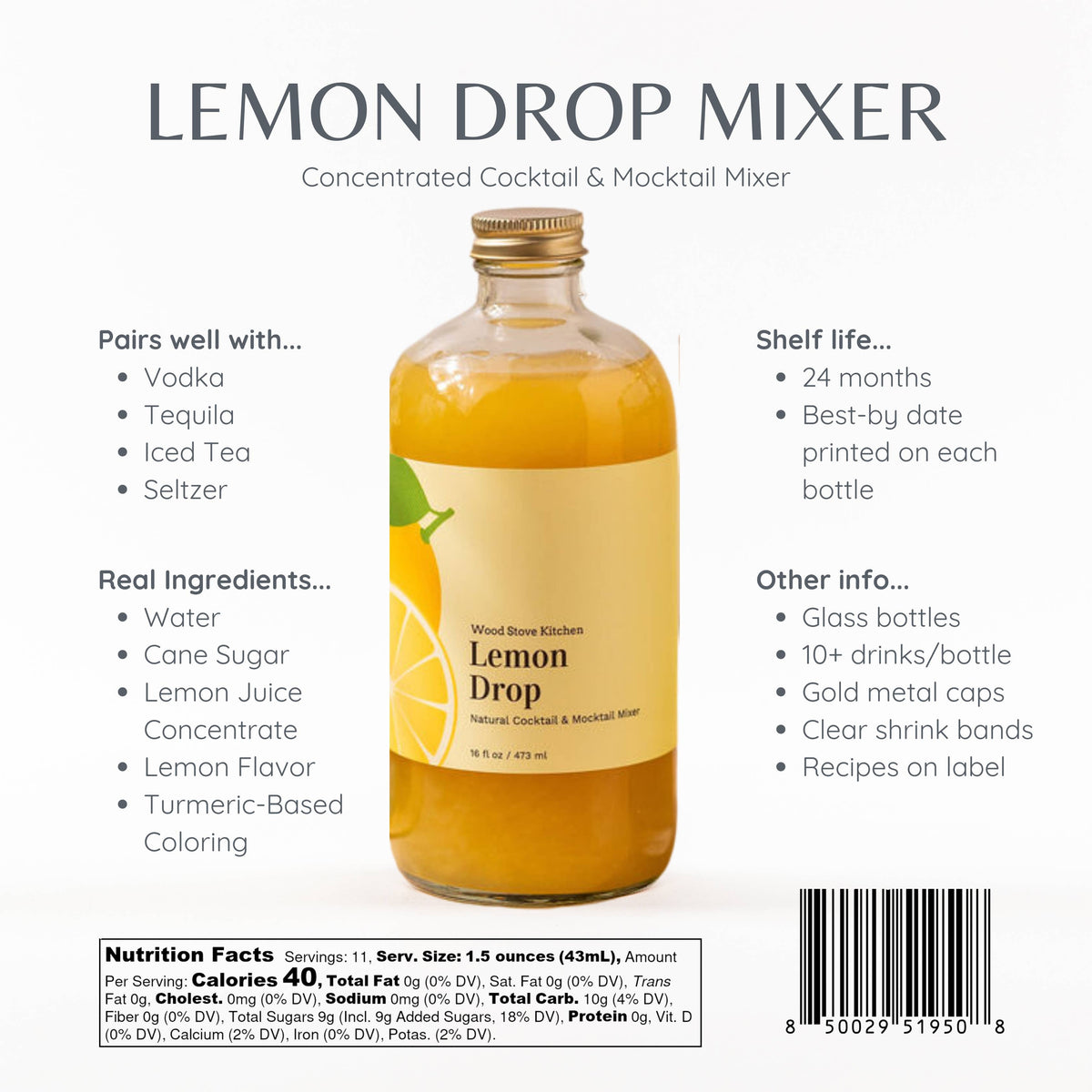 Lemon Drop Cocktail & Mocktail Mixer - 16 fl oz