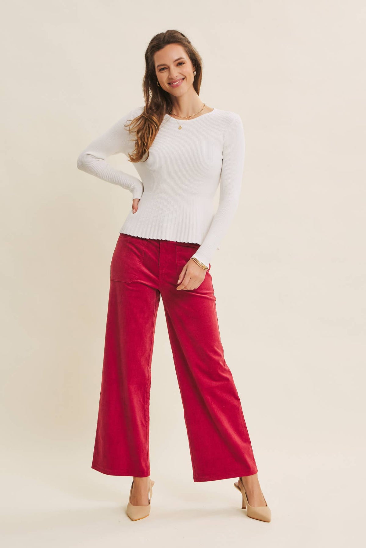 Ribbed Peplum Sweater Top