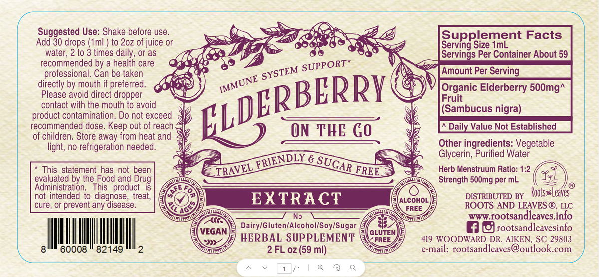 Elderberry Glycerin Extract – 2 oz