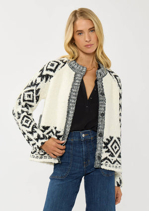 Tribal Pattern Textured Knit Jacket